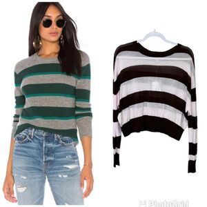 NEW Cotton by Autumn Cashmere Boxy Rugby Stripe Crew Top Small